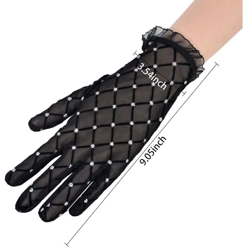 Women's Sparkly Black 2 Lace Gloves Daily Use Opera Evening Tea Party Prom
